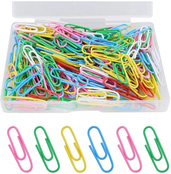 Klemme plastic colorate 200 pezzi - 28 mm - Duraturo - Leggero - Organizzare in scatola PP - Clip per ufficio