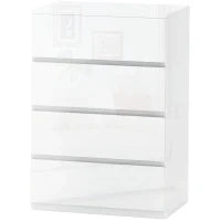 Cassettiera Moderna 4 Cassetti Antiribaltamento in Legno, 55x33x80 cm, Bianco Lucido