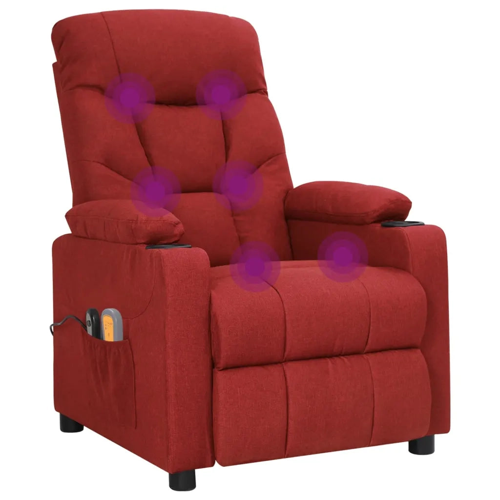 Poltrona Massaggiante Elettrica Rosso Vino in Tessuto 3098830