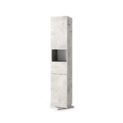 Colonna da bagno girevole con specchio, 2 porte e 1 cassetto, collezione BURA. Colore grigio effetto cemento.