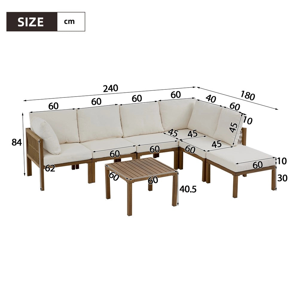 Divano angolare da giardino modulare convertibile ¨C Minimal ¨C beige legno