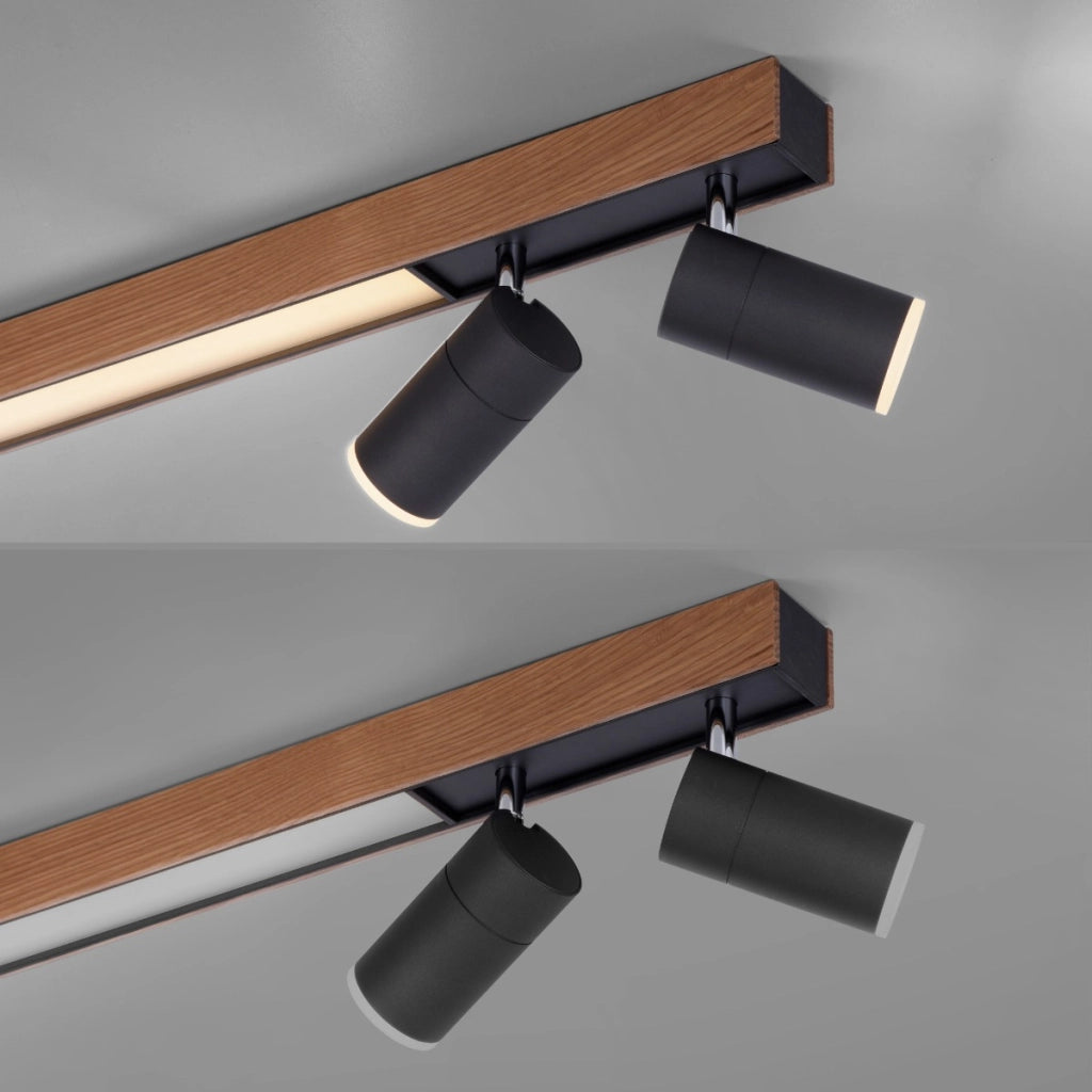 Plafoniera barra legno/nero 5 spot LED 25W Paul Neuhaus