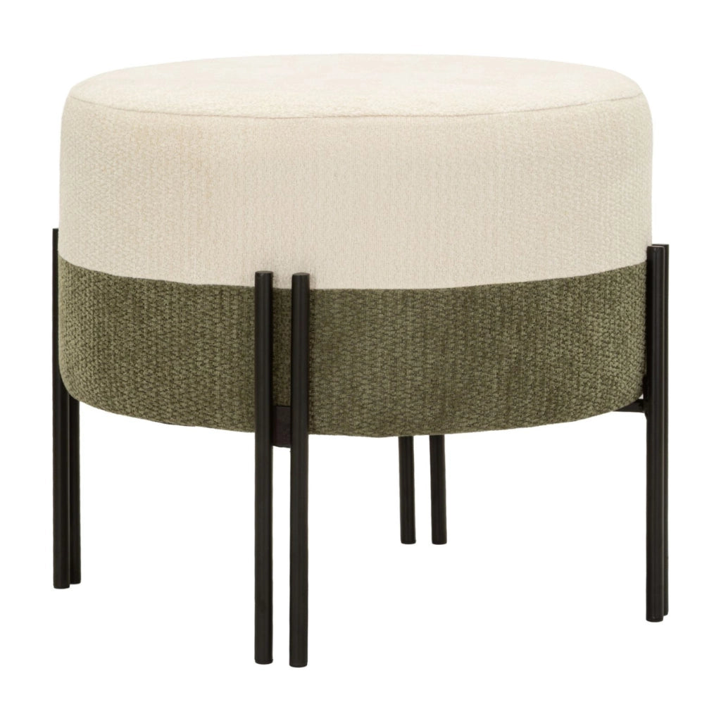 Pouf moderno bicolore con struttura in ferro e seduta imbottita