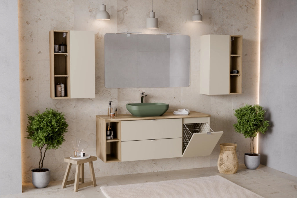 Set mobili bagno 80 cm con piano Dalia Cashmere 80 x 1401 x 46 cm