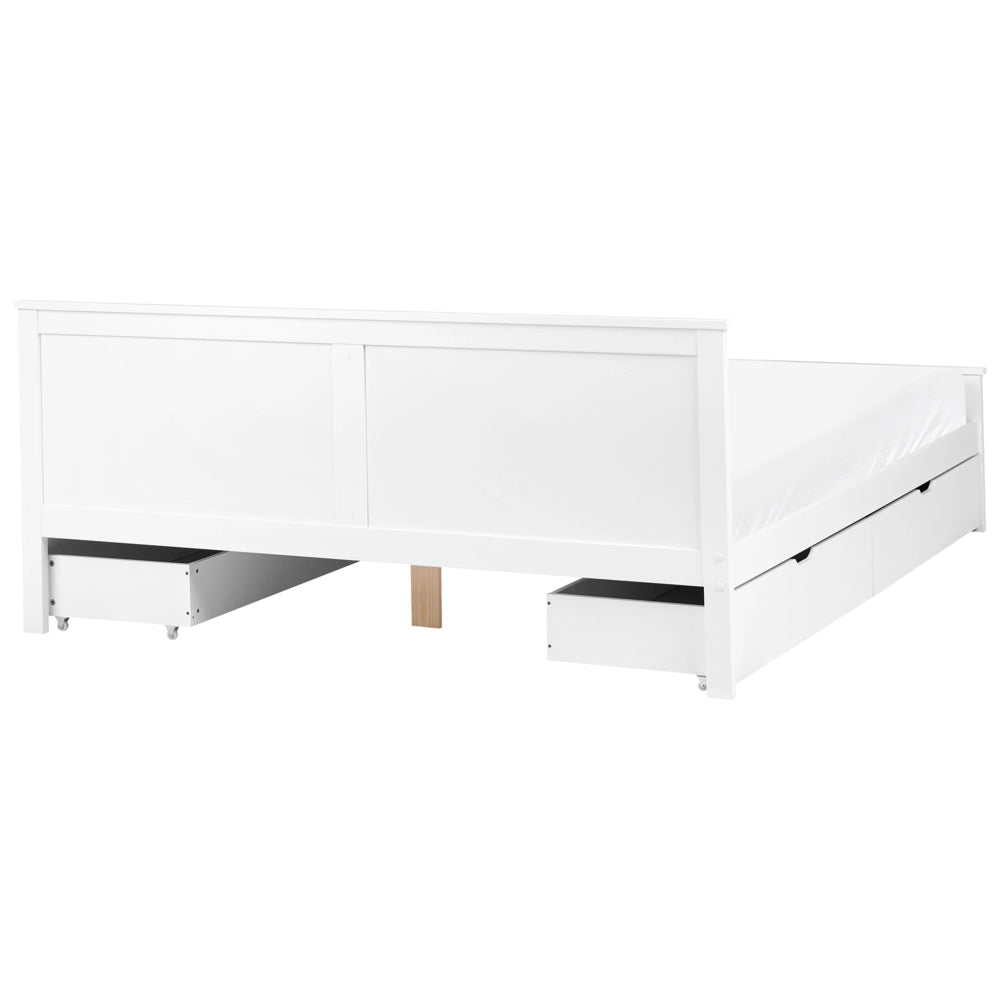 Letto matrimoniale in legno di Pino Bianco con 4 cassetti e testiera 180 x 200 cm stile minimalista