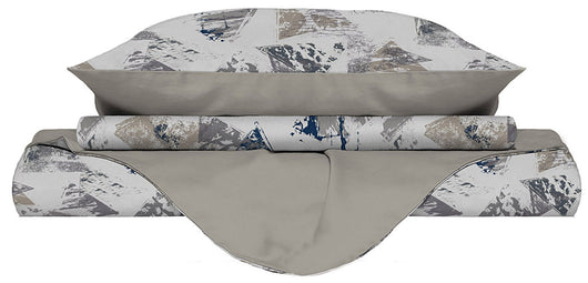 Copripiumino Singolo con Federe Stampato in Microfibra Urban Blu