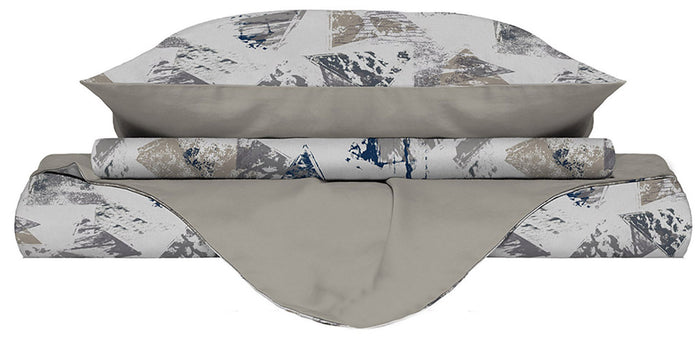 Copripiumino Singolo con Federe Stampato in Microfibra Urban Blu