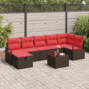 Set di divani con cuscino Marrone e Rosso polyrattan