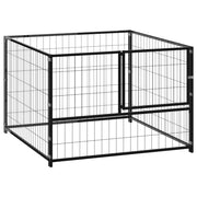 Gabbia per cani da esterno recinto per animali parco cani nero 100 x 100 x 70 cm acciaio 02_0000489