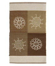 Tappeto SUMMER BEIGE cm.55x110 disegno sole e fiori 100% cotone, passatoia stuoia cucina multiuso lavabile
