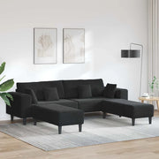 vidaXL Divano in Velluto con cuscino 3 pcs Nero 208 cm Velluto