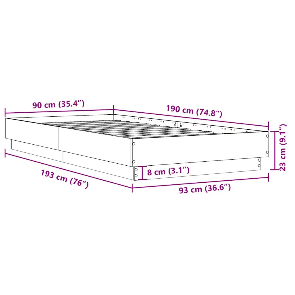 Giroletto senza Materasso Rovere Fumo 90x190 cm in Truciolato