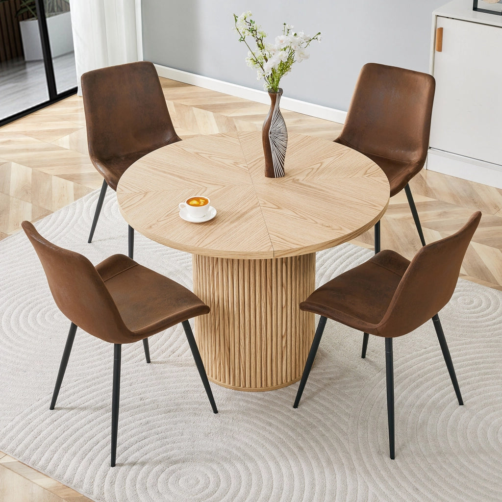 Set da pranzo 4 posti 100 cm con tavolo rotondo; in MDF; marrone e nero