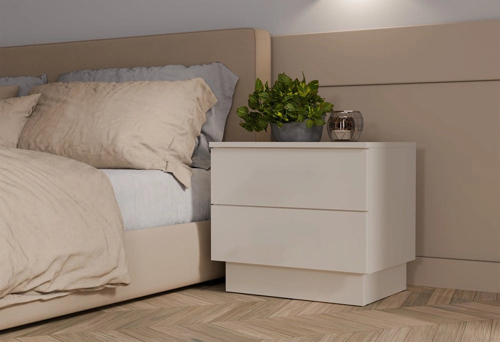 Comodino AMBER 2s tavolino nocny 2 cassetti per camera da letto cashmere beige