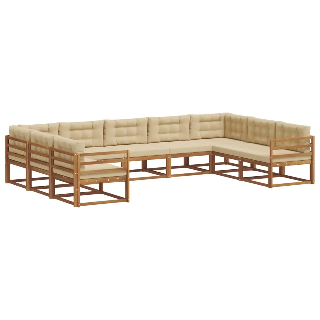 Set di divani da esterno con cuscino 9 pcs Naturale e Beige