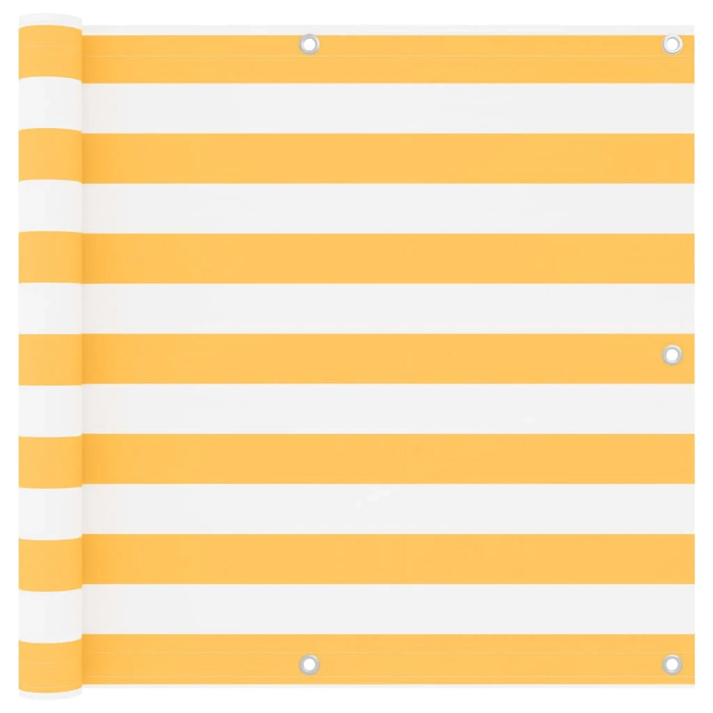 Paravento per balcone frangivista 90 x 300 cm tessuto Oxford bianco e giallo 02_0010082