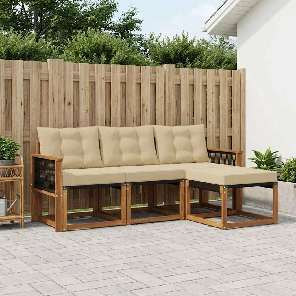 Set di divani da esterno 4 pz Naturale e Beige 3381873