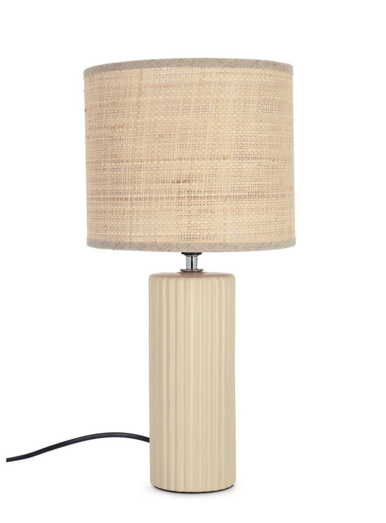 Lampada da Tavolo in Ceramica con Paralume in Rafia - AMIR