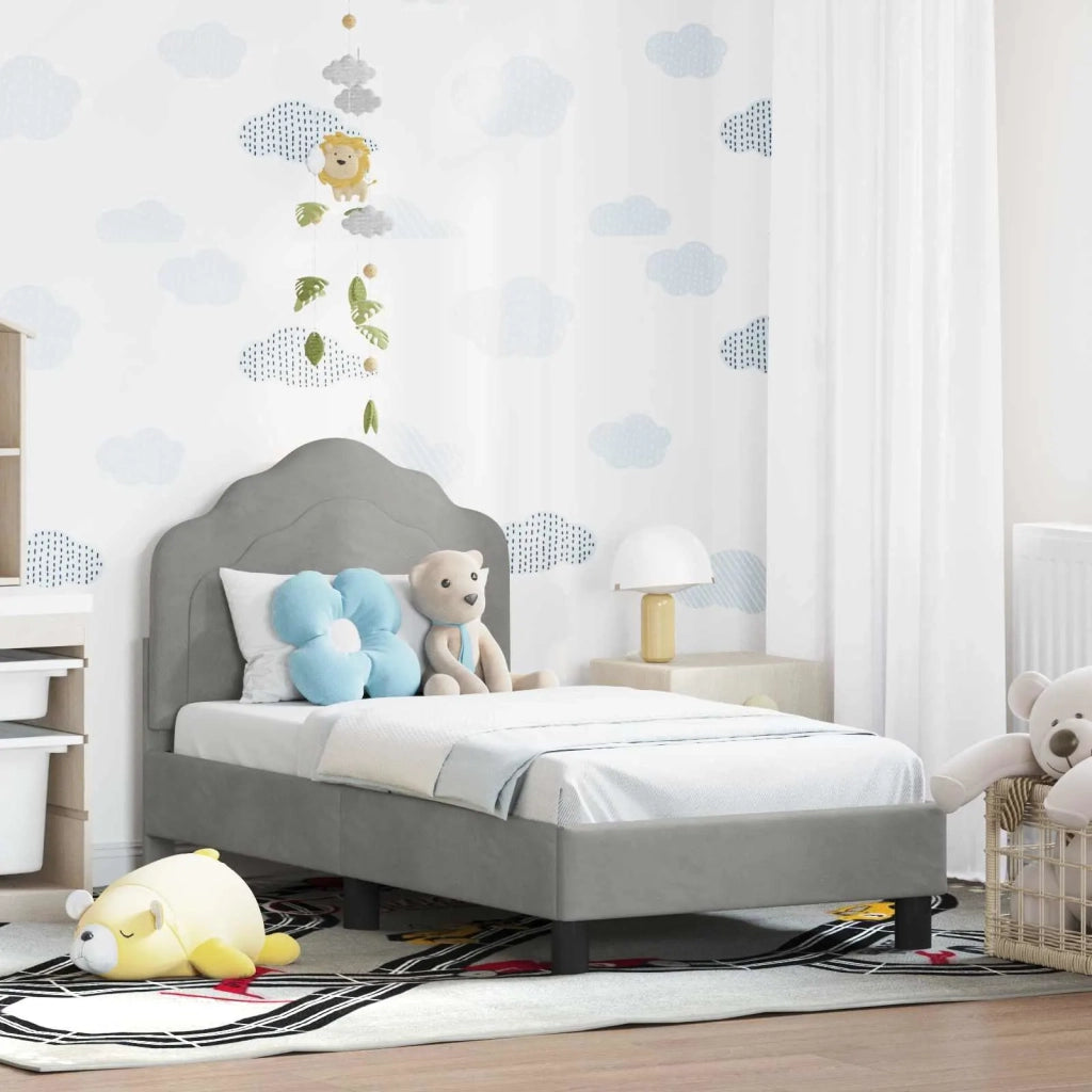 Letto singolo | Letto per adulti | Struttura letto per bambini con testata Grigio Chiaro Velluto