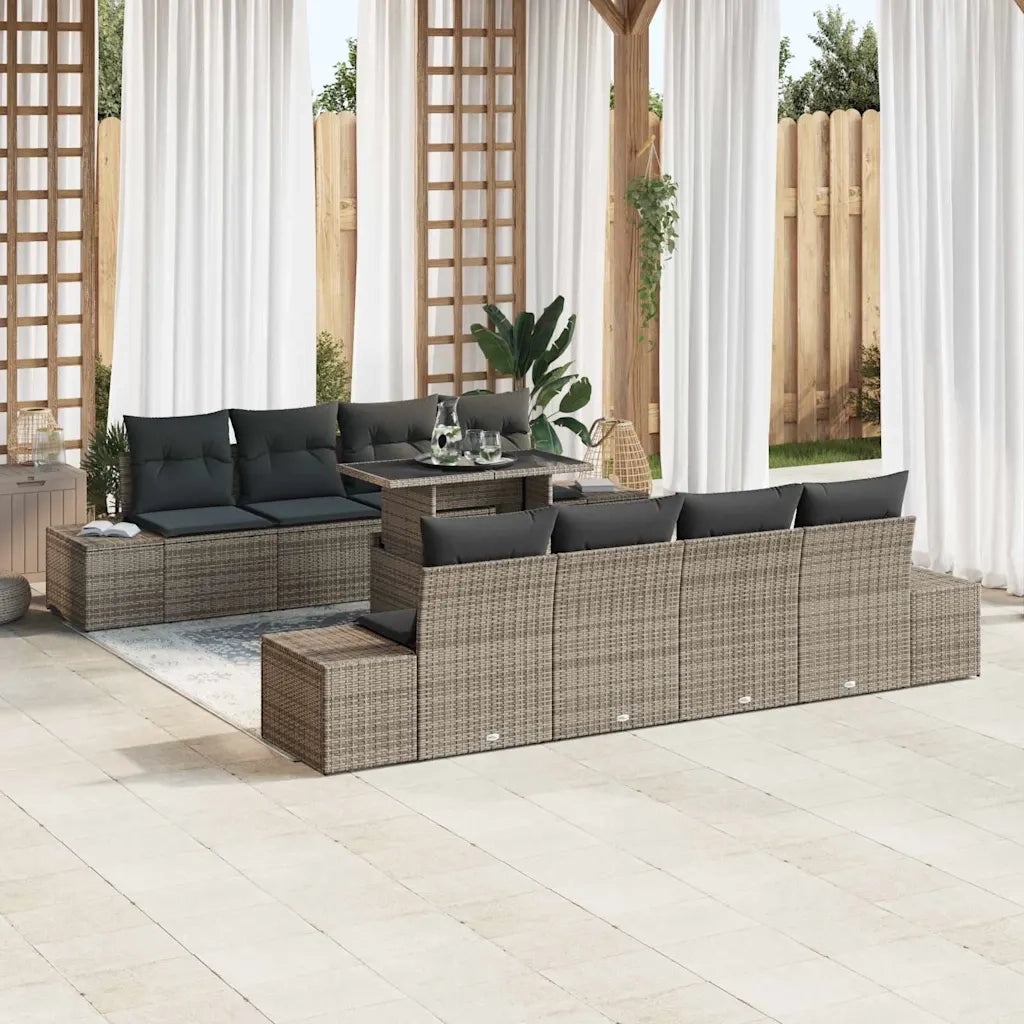 Set Divano da Giardino con cuscino con cuscino 9 pcs Grigio 3357882