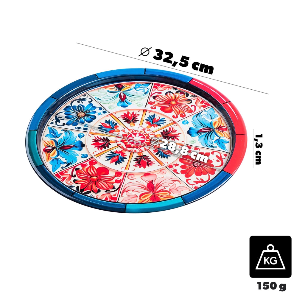 Vassoio decorativo rotondo KADAX con mosaico in metallo, grande 32,5 cm