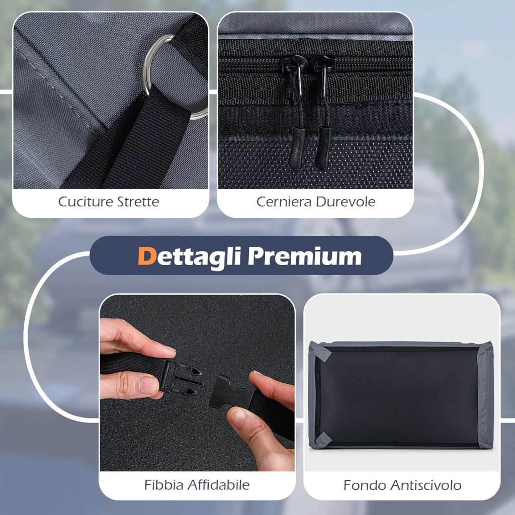 Borsa da Tetto per Auto Impermeabile 14Cu.Ft/400L, Box Tetto Universale Pieghevole con Borsa+ 4 Cinghie Rinforze+ 4 Ganci, Portabagagli per Tutti i Veicoli con/senza Barre Portapacchi (Grigio)