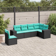 Set Divani da Giardino 6 pz con Cuscini Nero in Polyrattan 3222626