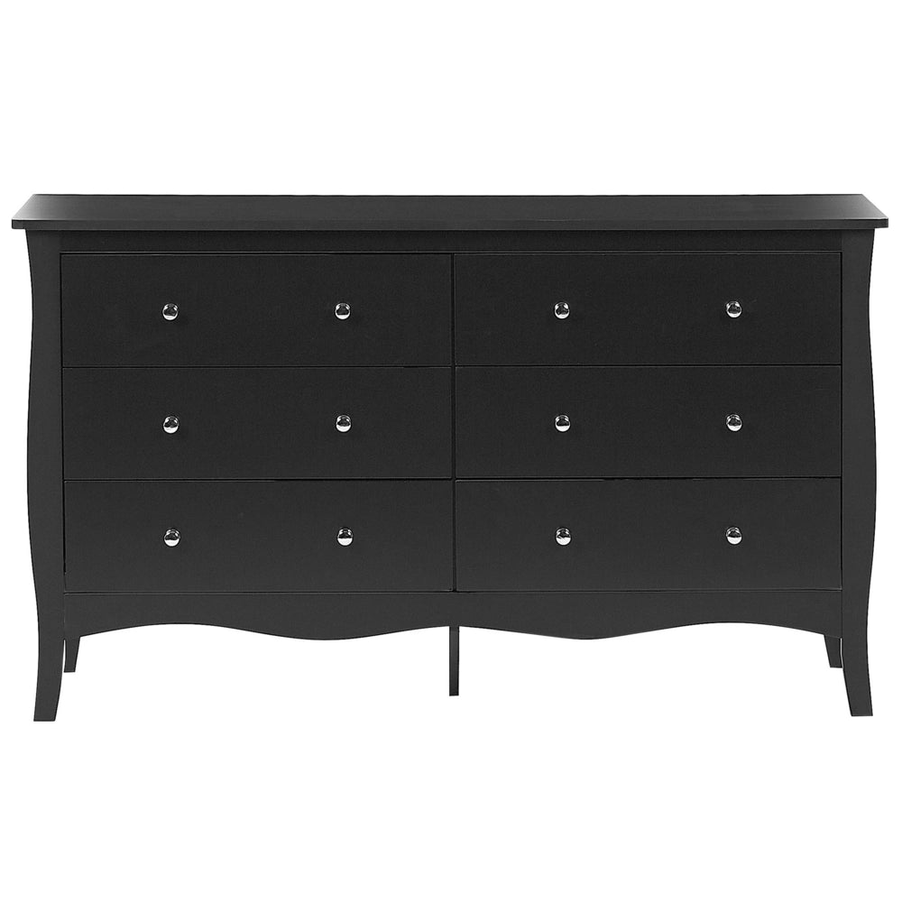 Cassettiera credenza nera con 6 cassetti 75 x 130 cm soggiorno camera da letto ingresso armadio moderno stile francese