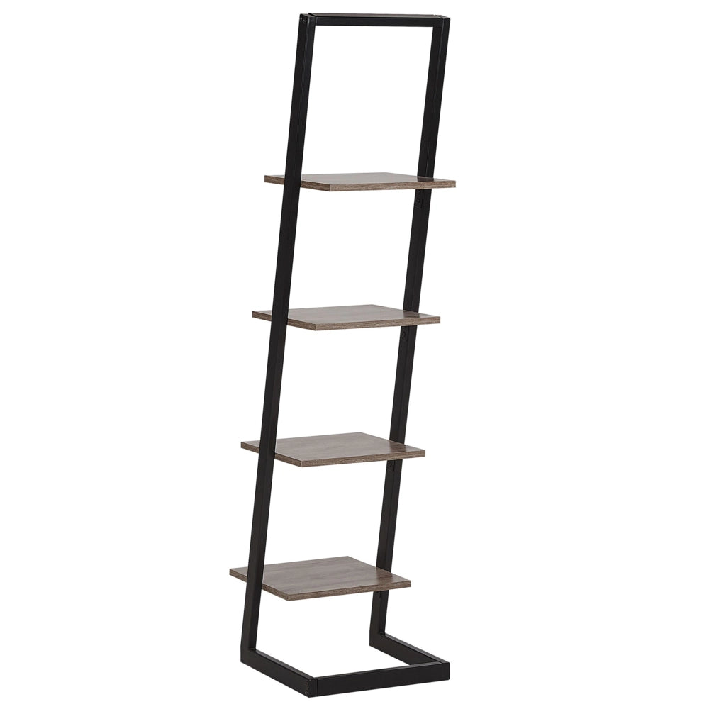 Libreria Legno Nero e Legno Scuro Ripiani in Legno Struttura in Metallo Scaffale Autoportante Design Moderno