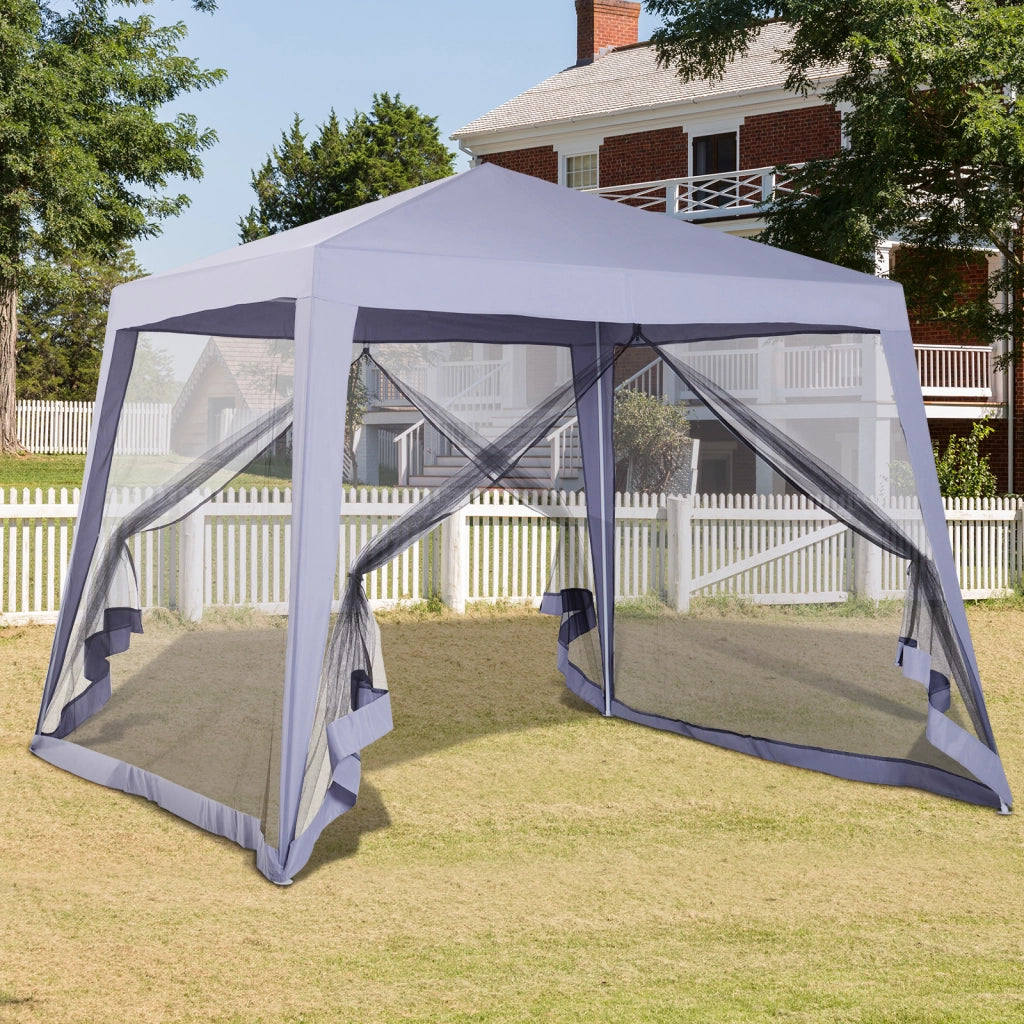Carpa da Giardino ¨C zephmum ¨C Grigio 3x3 m con Rete Moschiera