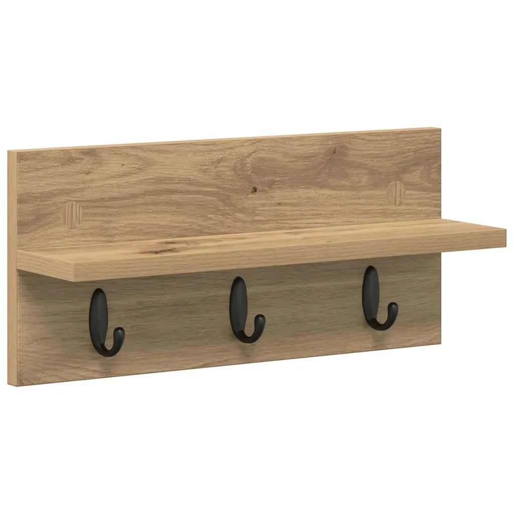 Appendiabiti a muro Rovere artigianale 40 x 10,5 x 18 cm 874386