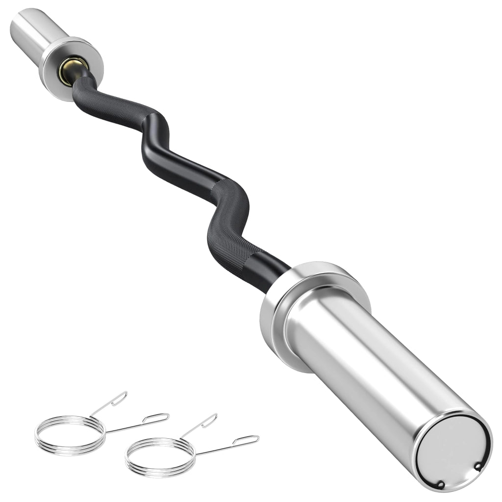 Barra Curl EZ con Presillas ¨C zephmum ¨C Nero e Argento 120 cm