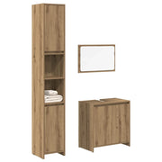 vidaXL Set Mobili da Bagno 3 pz Rovere Artigianale Legno Multistrato