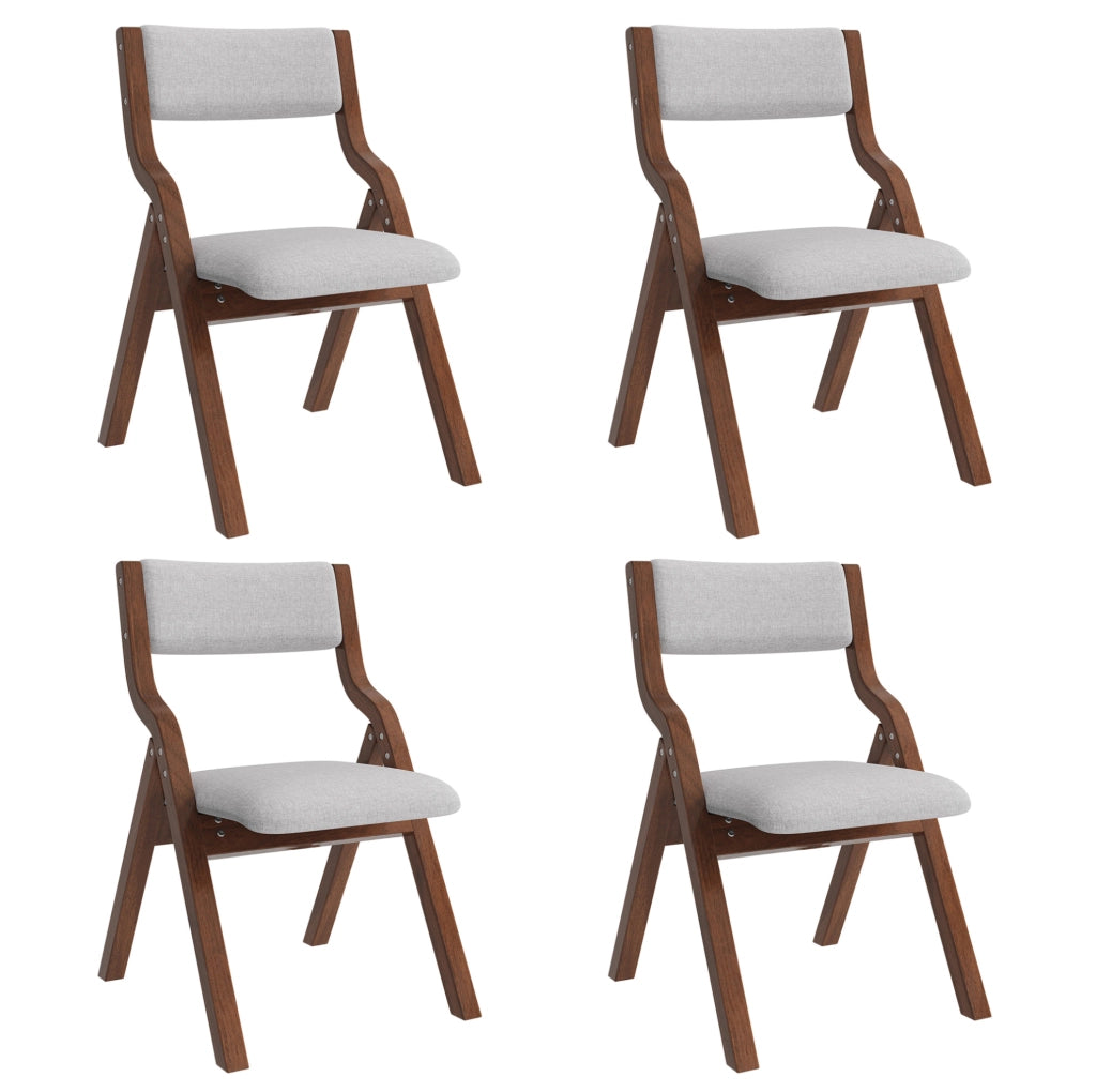 Set di 4 sedie pieghevoli 55x49x81 cm; struttura in legno; rivestimento in lino grigio