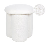 Pouf Bianco Boucle Rotondo 40 x 40 x 45 cm Poggiapiedi Tappezzeria Fungo A Forma di Soggiorno Moderno Mobili Camera Da Letto