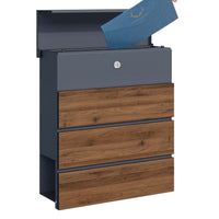 Toboli Cassetta postale con porta giornale, antracite e legno V63 montaggio a parete