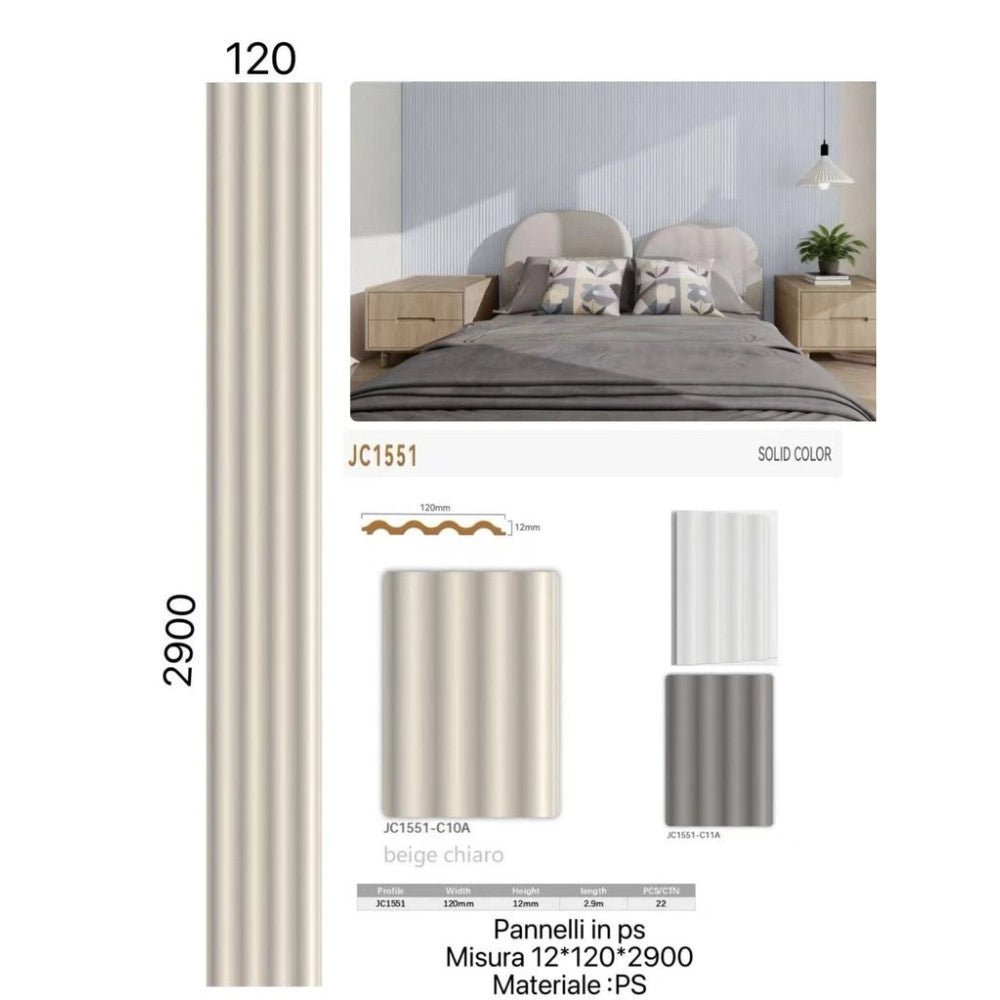 Trade Shop - Pannello Decorativo Da Parete Effetto Ondulato Beige 120x290 Cm In Ps Moderno -