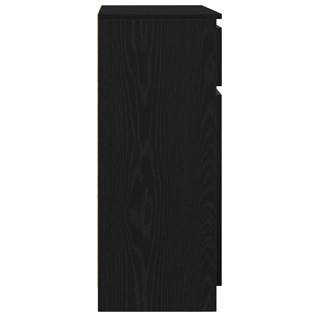 Credenza con Cassetto Rovere Nero 71x35x84 cm Legno Multistrato 861590