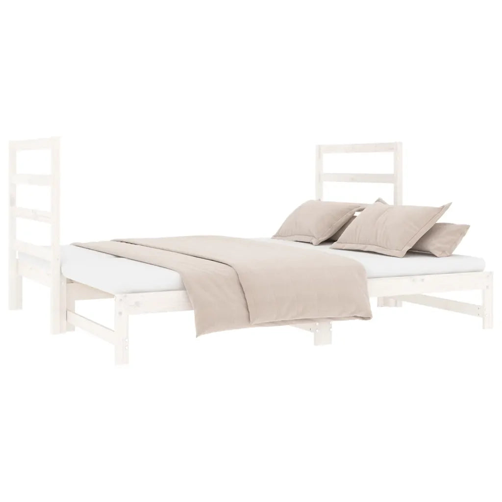 Letto da camera | Dormeuse Estraibile Bianca 2x(90x190) cm Legno Massello di Pino