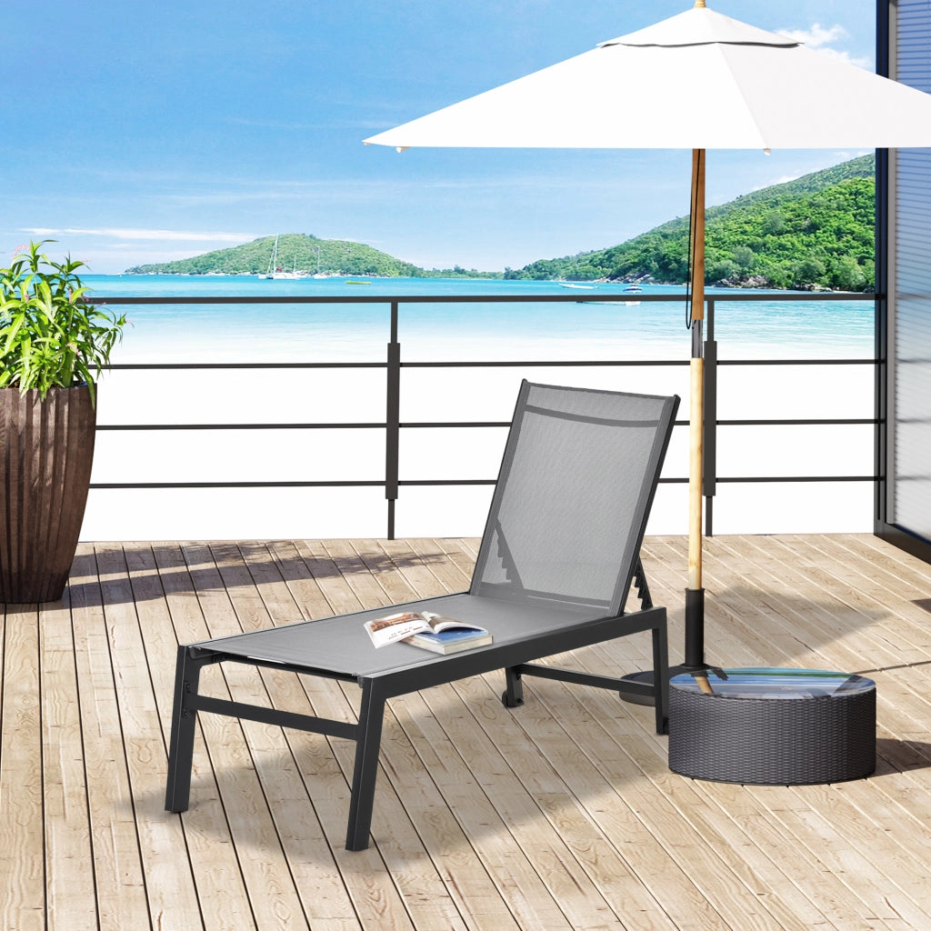 Lettino da giardino ¨C zephmum ¨C Grigio, Alluminio, 202x65x43 cm