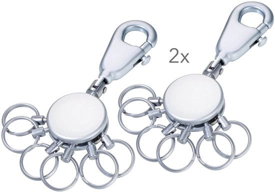 Sistema di Organizzazione per 2 Chiavi con Supporto a Carabina KYR60/MC, 6 Anelli Removibili, Caratteristica Matte Metallica