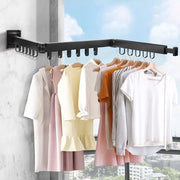 Kledingrek a muro con 18 ganci per balcone, lavanderia, bagno, camera da letto, 120 cm, ripiegabile e pieghevole
