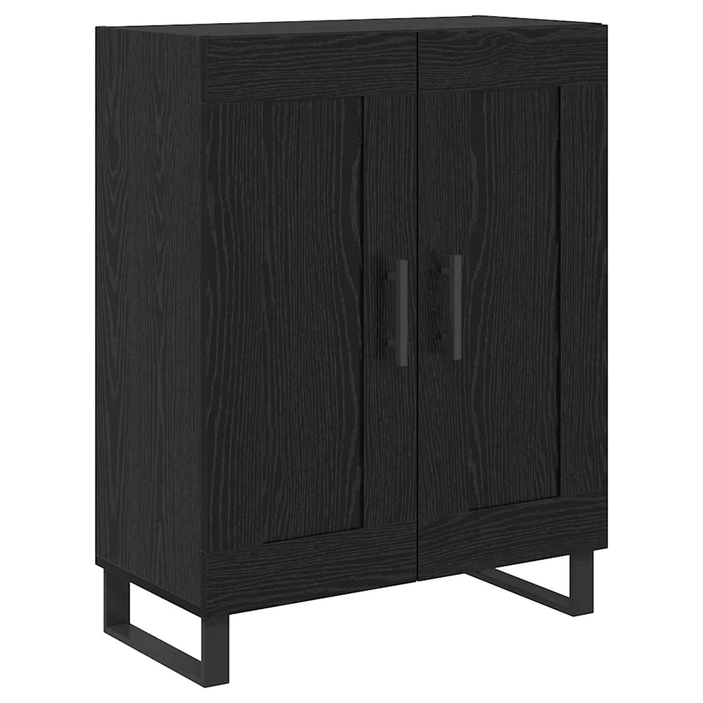 Credenza 2 pz | Madia | Buffet da pranzo | Armadio da pranzo Rovere Nero Legno Stratificato e Vetro