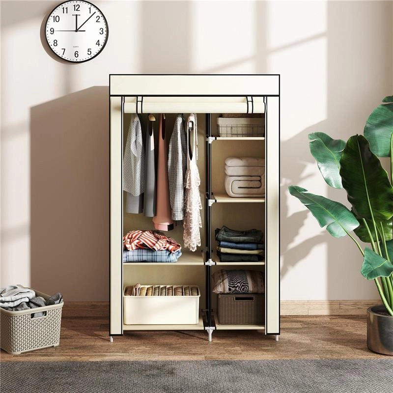 ARMADIO PORTATILE ARMADIO GUARDAROBA SALVASPAZIO, 103X43X162.5CM, CREMA
