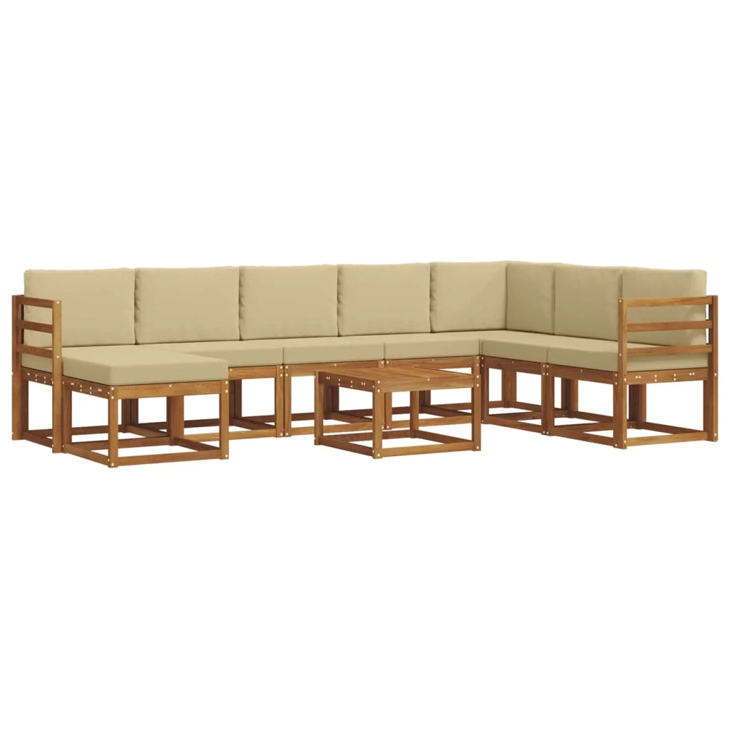 Set di divani da esterno con cuscino 9 pcs Naturale e Beige
