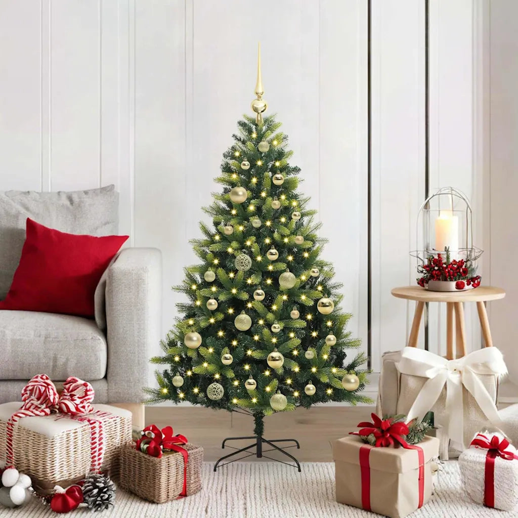 Albero di Natale Artificiale Pieghevole 150 LED Verde 120 cm
