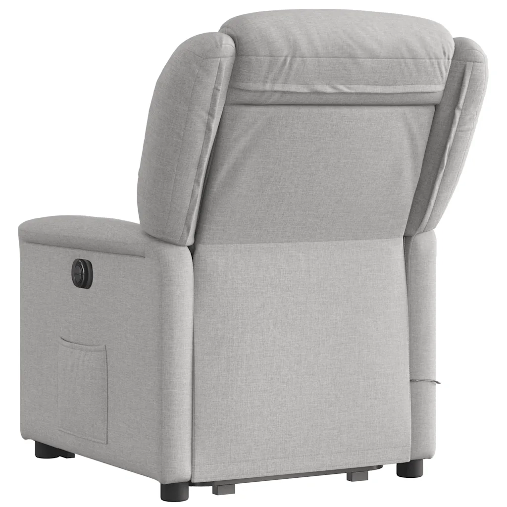 vidaXL Poltrona Alzapersona Massaggi Elettrica Grigio Nuvola Tessuto
