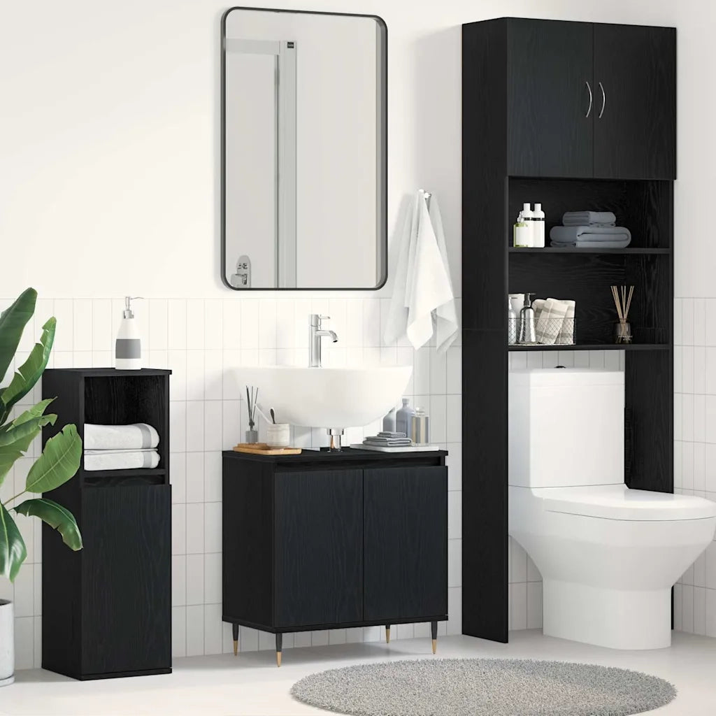 Armadio per Lavabo da Bagno Rovere Nero 58 x 33 x 60 cm 862887