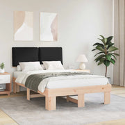 Letto con Testiera Rivestita Nero 120 x 200 cm Pino massello 877281