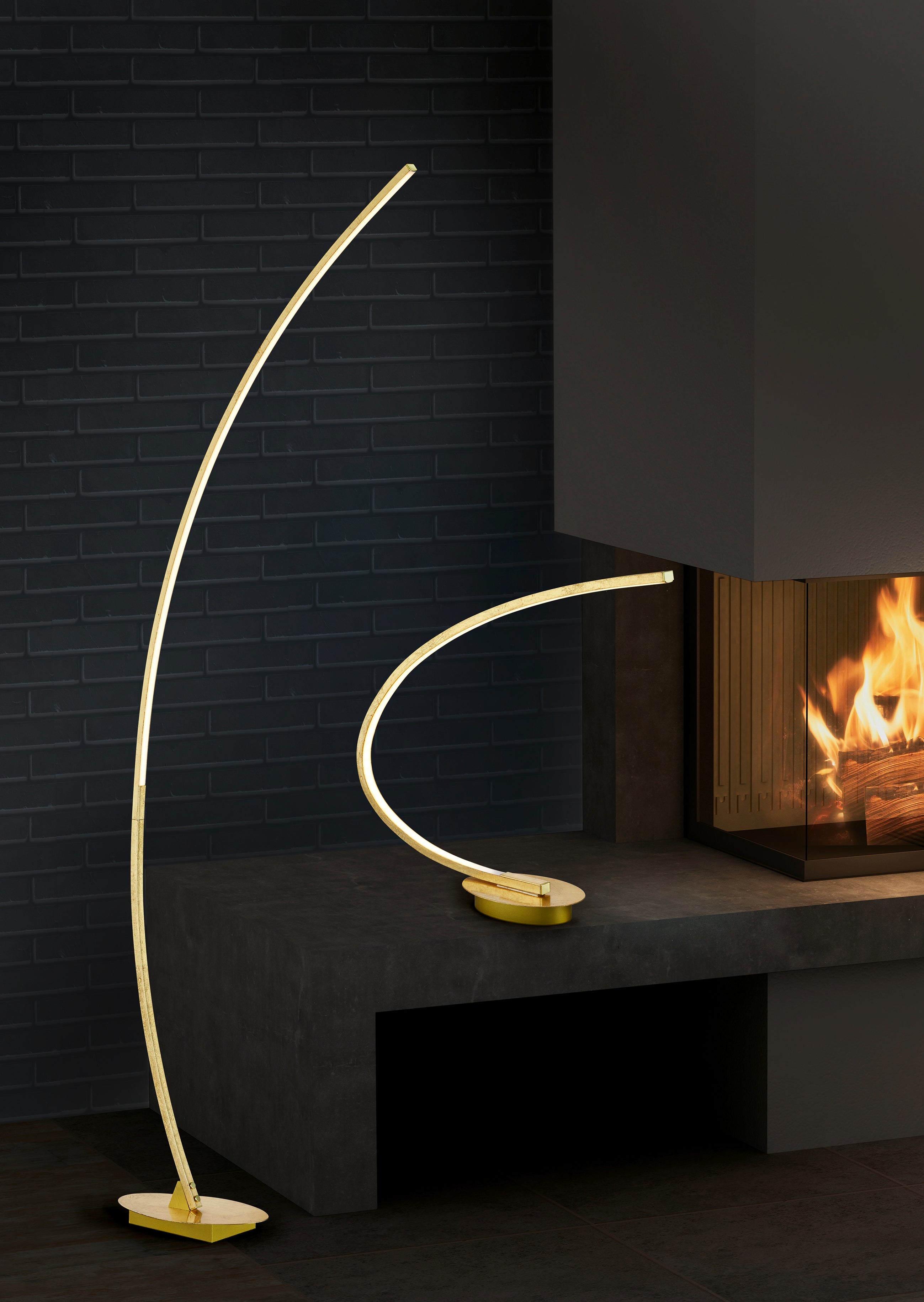 Piantana da Interno a LED in Metallo Oro